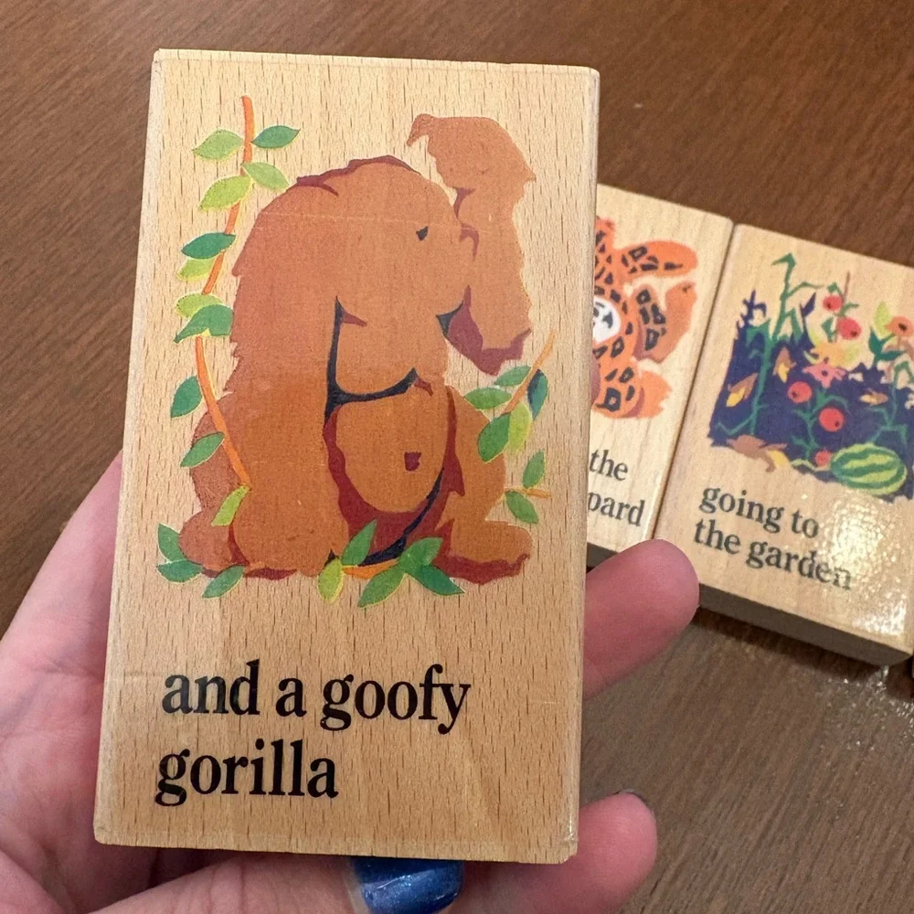 1990s Vintage Wooden Story Blocks